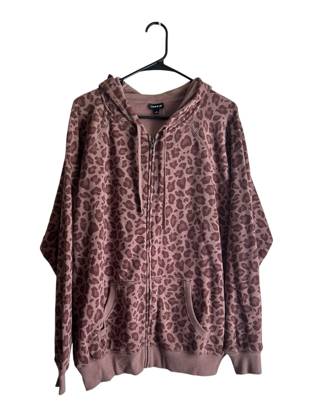 Torrid Size 2X 18-20 dusty mauve leopard zip hoodie